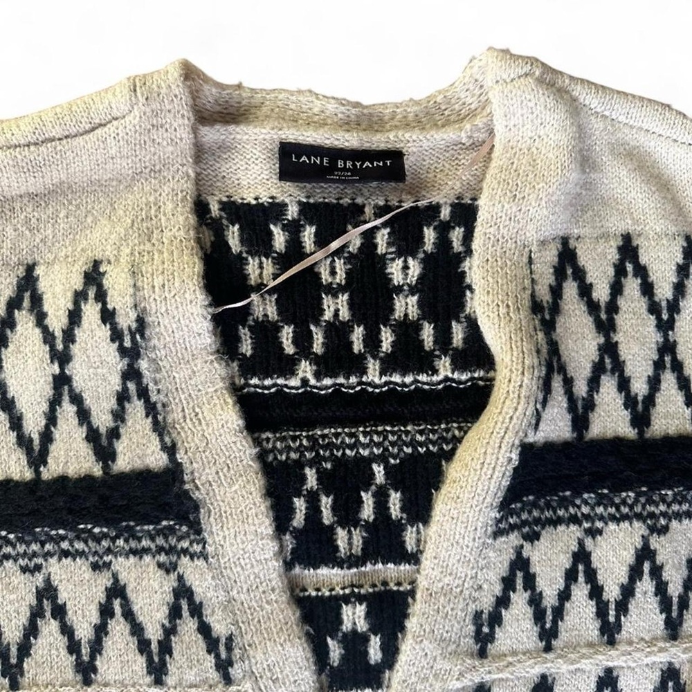 Layne Bryant Cream and Black Knit Cardigan Size 22/24 - Picture 3 of 4